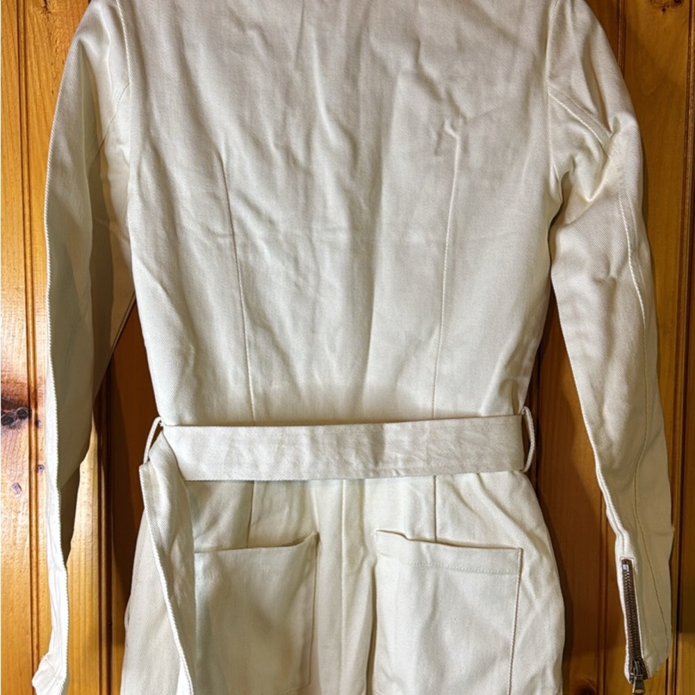 Choosy Elegant Cream Denim Belted Jumpsuit - Picture 6 of 7